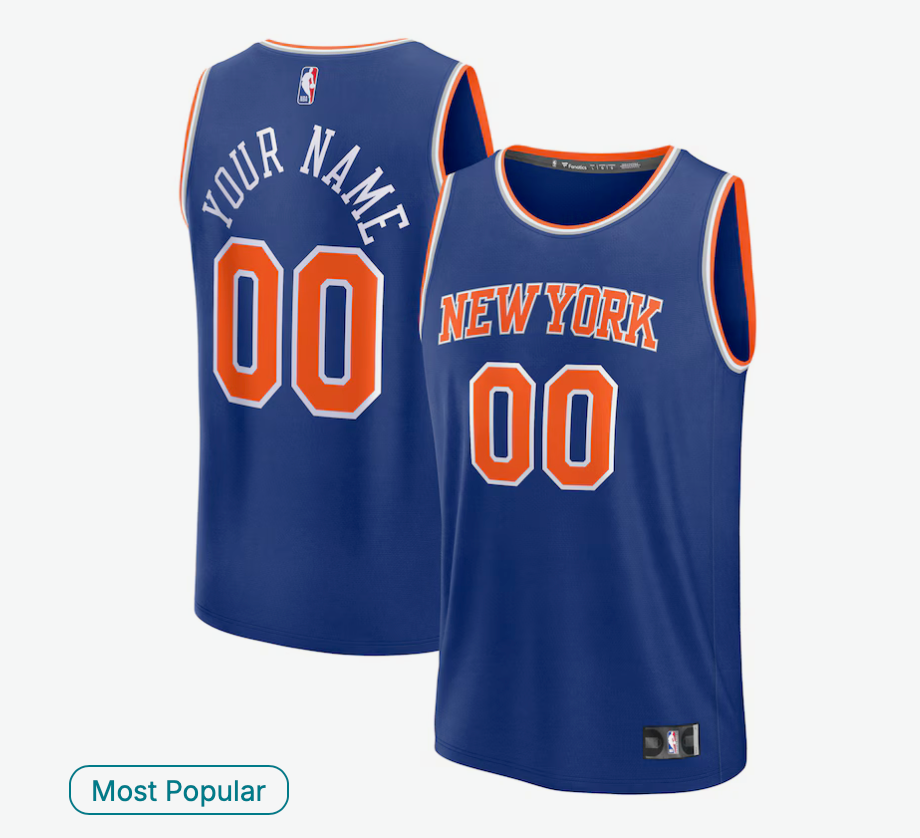 Men's New York Knicks Fanatics Blue Fast Break Custom Jersey - Icon Edition